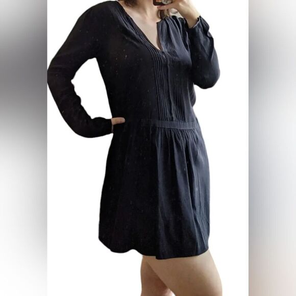 Maison Scotch black 100% silk elegant mini tux shift dress size s or xs - Picture 1 of 14